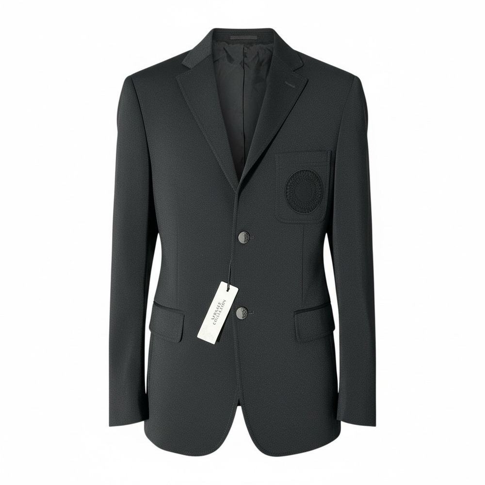 Versace Collection Men's Black Blazer Medusa Patch EU 48 US 38‎ New